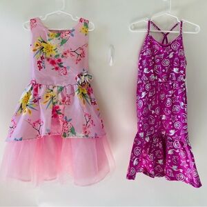 NWT Set of TWO Dresses girls kids toddler size 7 Disney floral mermaid seashell